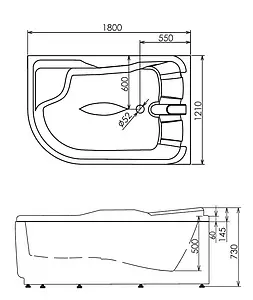 Ванна акриловая с гидромассажем Gemy 180x121 R G9083 K R Ванна акриловая с гидромассажем Gemy 180x121 R G9083 K R, 2
