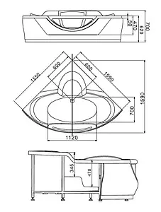 Ванна акриловая Gemy 155x155 G9025 II C Ванна акриловая Gemy 155x155 G9025 II C, 2