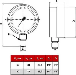Термоманометр радиальный STI 63мм 10 бар 120°С ½" ТМР63-12-10УП Термоманометр радиальный STI 63мм 10 бар 120°С ½" ТМР63-12-10УП, 2