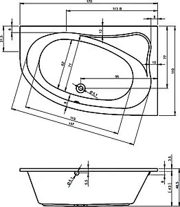 Ванна акриловая Riho LYRA 170x110 L B018001005 Ванна акриловая Riho LYRA 170x110 L B018001005, 3