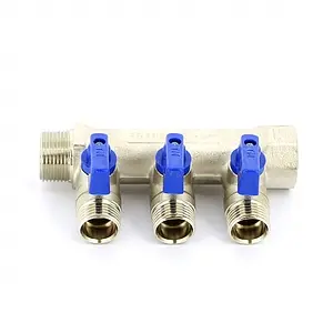 Коллектор запорный проходной 3 отвода ¾"в/н x ½"к Tiemme NINO 1820003 Коллектор запорный проходной 3 отвода ¾"в/н x ½"к Tiemme NINO 1820003, 1