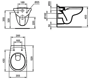 Комплект 4 в 1 Ideal Standard Eurovit Rimless W660101 Комплект 4 в 1 Ideal Standard Eurovit Rimless W660101, 5