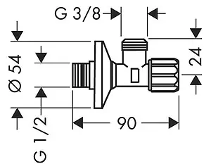 Кран шаровый угловой с фильтром ½"н x ⅜"н хром Hansgrohe 13904000 Кран шаровый угловой с фильтром ½"н x ⅜"н хром Hansgrohe 13904000, 2