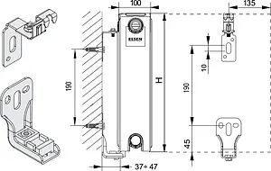 Радиатор стальной панельный Elsen ERV тип 22 300 x 700 мм ERV220307 Радиатор стальной панельный Elsen ERV тип 22 300 x 700 мм ERV220307, 3