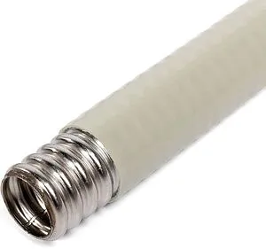 Труба гофрированная из нержавеющей стали отожженная Kofulso 15мм в белой оплетке 15ПМ на отрез Труба гофрированная из нержавеющей стали отожженная Kofulso 15мм в белой оплетке 15ПМ на отрез, 1