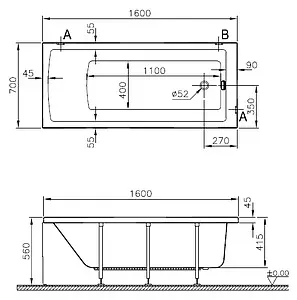 Ванна акриловая VitrA Neon 160x70 52520001000 Ванна акриловая VitrA Neon 160x70 52520001000, 4