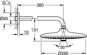 Лейка верхнего душа с настенным креплением Grohe Euphoria 260 SmartControl EcoJoy хром 26459000 Лейка верхнего душа с настенным креплением Grohe Euphoria 260 SmartControl EcoJoy хром 26459000, 2