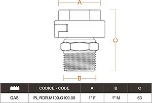 Фитинг прямой Italtecnica 1"н х 1"нг FIT.PL.RDR.M100.G100.00 Фитинг прямой Italtecnica 1"н х 1"нг FIT.PL.RDR.M100.G100.00, 2