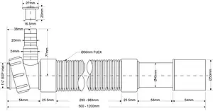 Слив гофрированный Mc Alpine 1½x50мм L=500-1200мм MRMF2-15 Слив гофрированный Mc Alpine 1½x50мм L=500-1200мм MRMF2-15, 2
