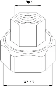 Соединение с накидной гайкой 1½"в x 1"в Grundfos 529922 Соединение с накидной гайкой 1½"в x 1"в Grundfos 529922, 2