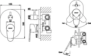 Смеситель для ванны скрытого монтажа Bravat Eler хром FB848238CP-3-RUS Смеситель для ванны скрытого монтажа Bravat Eler хром FB848238CP-3-RUS, 2
