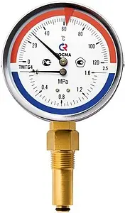 Термоманометр радиальный Росма ТМТБ-31Р.1 80мм 16 бар 120°С гильза 46мм ½" 00000002330 Термоманометр радиальный Росма ТМТБ-31Р.1 80мм 16 бар 120°С гильза 46мм ½" 00000002330, 1