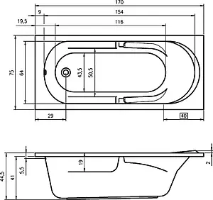 Ванна акриловая Riho FUTURE 170x75 B073001005 Ванна акриловая Riho FUTURE 170x75 B073001005, 4
