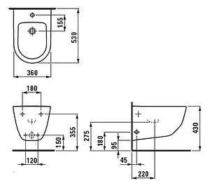 Биде подвесное Laufen Pro белый 8.3095.2.000.302.1 Биде подвесное Laufen Pro белый 8.3095.2.000.302.1, 2