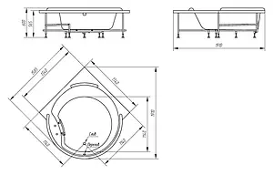 Ванна акриловая BellRado Маршал 160x160 BR7011023-01 Ванна акриловая BellRado Маршал 160x160 BR7011023-01, 4