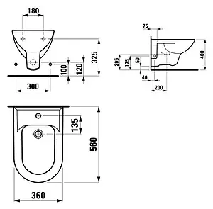 Биде подвесное Laufen Pro белый 8.3095.1.000.304.1 Биде подвесное Laufen Pro белый 8.3095.1.000.304.1, 2