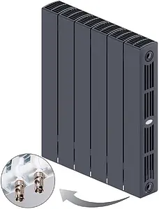 Радиатор биметаллический 6 секций нижнее правое подключение Rifar Supremo Ventil 500 серый RSVRP50006 tit Радиатор биметаллический 6 секций нижнее правое подключение Rifar Supremo Ventil 500 серый RSVRP50006 tit, 1