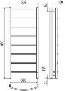 Полотенцесушитель электрический лесенка Terminus Классик П8 500х850 электро quick touch полированная сталь 4670078531360 Полотенцесушитель электрический лесенка Terminus Классик П8 500х850 электро quick touch полированная сталь 4670078531360, 2