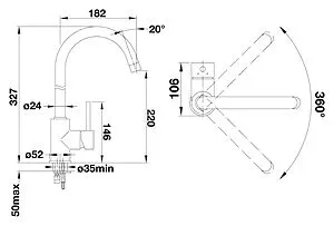 Смеситель для кухни Blanco Mida жасмин 524205 Смеситель для кухни Blanco Mida жасмин 524205, 2