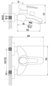 Смеситель для ванны Lemark Atlantiss хром LM3202C Смеситель для ванны Lemark Atlantiss хром LM3202C, 2