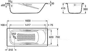 Ванна стальная Roca Princess 160x75 белый 2203E0000 Ванна стальная Roca Princess 160x75 белый 2203E0000, 2