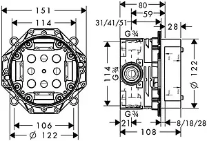 Узел смешивания Hansgrohe Ibox Universal 01800180 Узел смешивания Hansgrohe Ibox Universal 01800180, 2