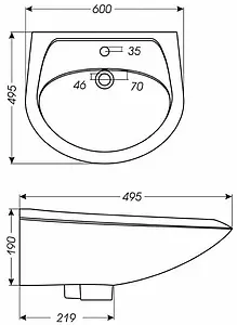 Раковина Santek Бриз 60 белый 1WH110466 Раковина Santek Бриз 60 белый 1WH110466, 2