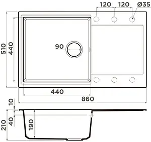 Мойка кухонная Omoikiri Daisen 86-BL черный 4993700 Мойка кухонная Omoikiri Daisen 86-BL черный 4993700, 2