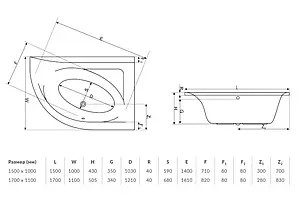 Ванна акриловая Excellent Aquarella 170x110 R WAEX.ARP17WH Ванна акриловая Excellent Aquarella 170x110 R WAEX.ARP17WH, 3