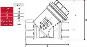 Фильтр угловой сетчатый ½"в x ½"в Itap 1920012 Фильтр угловой сетчатый ½"в x ½"в Itap 1920012, 2