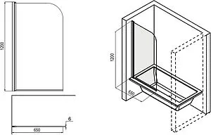 Шторка на ванну 650мм прозрачное стекло Loranto 65 CS-702 Шторка на ванну 650мм прозрачное стекло Loranto 65 CS-702, 2