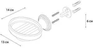Мыльница Fixsen Luksor чёрный/золото FX-71608B Мыльница Fixsen Luksor чёрный/золото FX-71608B, 3