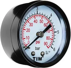 Манометр аксиальный TIM 50мм 6 бар ¼" Y-50T-6 Манометр аксиальный TIM 50мм 6 бар ¼" Y-50T-6, 2