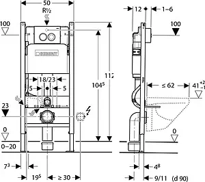 Инсталляция для подвесного унитаза Set 3 в 1 Geberit Duofix 458.124.21.1 с кнопкой Delta 21 хром Инсталляция для подвесного унитаза Set 3 в 1 Geberit Duofix 458.124.21.1 с кнопкой Delta 21 хром, 4