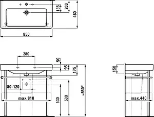 Раковина Laufen Pro S 85 белый 8.1396.5.000.104.1 Раковина Laufen Pro S 85 белый 8.1396.5.000.104.1, 2