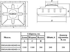 Бак для душа с подогревом Aquatech 240л 1100x1100x380мм черный DMO(A)380-00240D-HL Бак для душа с подогревом Aquatech 240л 1100x1100x380мм черный DMO(A)380-00240D-HL, 2