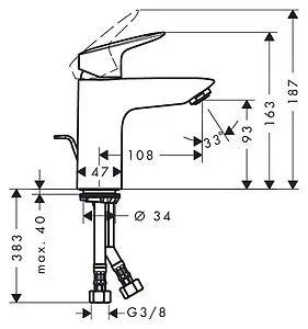 Смеситель для раковины Hansgrohe Logis 100 хром 71100000 Смеситель для раковины Hansgrohe Logis 100 хром 71100000, 2