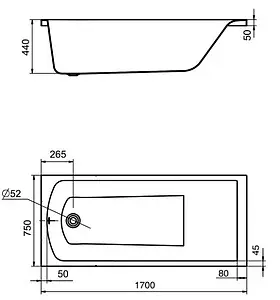 Ванна акриловая Santek Фиджи 170x75 1WH501596 Ванна акриловая Santek Фиджи 170x75 1WH501596, 2