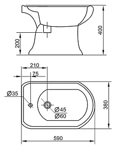 Биде напольное Cezares Liza белый CZR-619 Биде напольное Cezares Liza белый CZR-619, 2