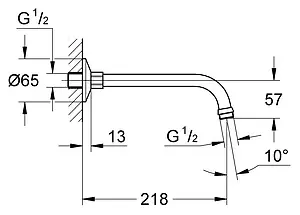 Держатель верхнего душа на стену Grohe Relexa хром 27406000 Держатель верхнего душа на стену Grohe Relexa хром 27406000, 2