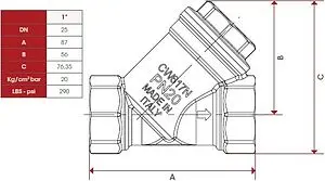 Фильтр угловой сетчатый 1"в x 1"в Itap 1920100 Фильтр угловой сетчатый 1"в x 1"в Itap 1920100, 2
