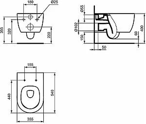 Унитаз подвесной безободковый Ideal Standard Blend Curve AquaBlade белый T374901 Унитаз подвесной безободковый Ideal Standard Blend Curve AquaBlade белый T374901, 2