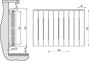 Радиатор биметаллический 10 секций Rifar SUPReMO 350 RS35010 Радиатор биметаллический 10 секций Rifar SUPReMO 350 RS35010, 5