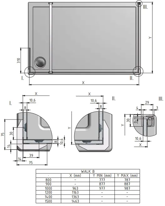 Душевое ограждение 1000x900мм прозрачное стекло Roltechnik Walk WALK B/1000/900 935-1000900-00-02 Душевое ограждение 1000x900мм прозрачное стекло Roltechnik Walk WALK B/1000/900 935-1000900-00-02, 2