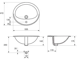 Раковина Cersanit Calla 54 белый S-UM-Cl/1-w Раковина Cersanit Calla 54 белый S-UM-Cl/1-w, 2