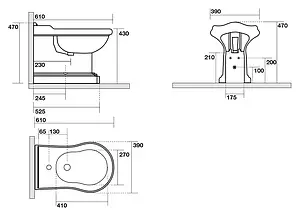 Биде напольное Kerasan Retro белый 102201*1 Биде напольное Kerasan Retro белый 102201*1, 2