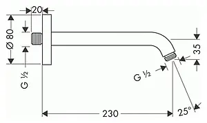 Держатель верхнего душа на стену Hansgrohe хром 27412000 Держатель верхнего душа на стену Hansgrohe хром 27412000, 2