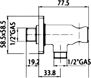 Шланговое подключение с держателем Bossini хром CB3000.030 Шланговое подключение с держателем Bossini хром CB3000.030, 2