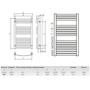 Полотенцесушитель электрический лесенка Terma Dexter 860x500 белый WLDEX086050 K916E1Е8 Полотенцесушитель электрический лесенка Terma Dexter 860x500 белый WLDEX086050 K916E1Е8, 2