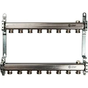Группа коллекторная распределительная 8 отводов 1"в/в x ¾"ек Stout SMS 0923 000008 Группа коллекторная распределительная 8 отводов 1"в/в x ¾"ек Stout SMS 0923 000008, 1